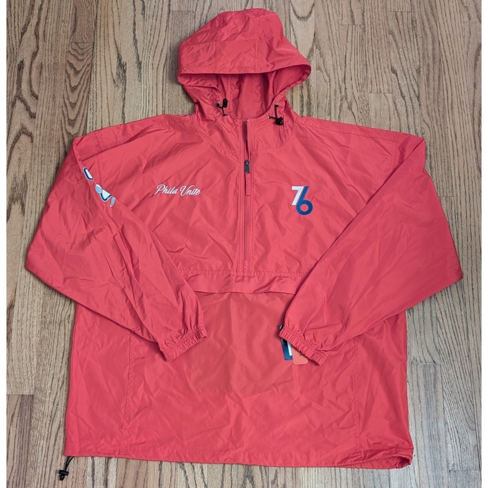 Philadelphia 76ers Packable Rain Jacket Red NBA Phila Unite Men's XXL, Champion